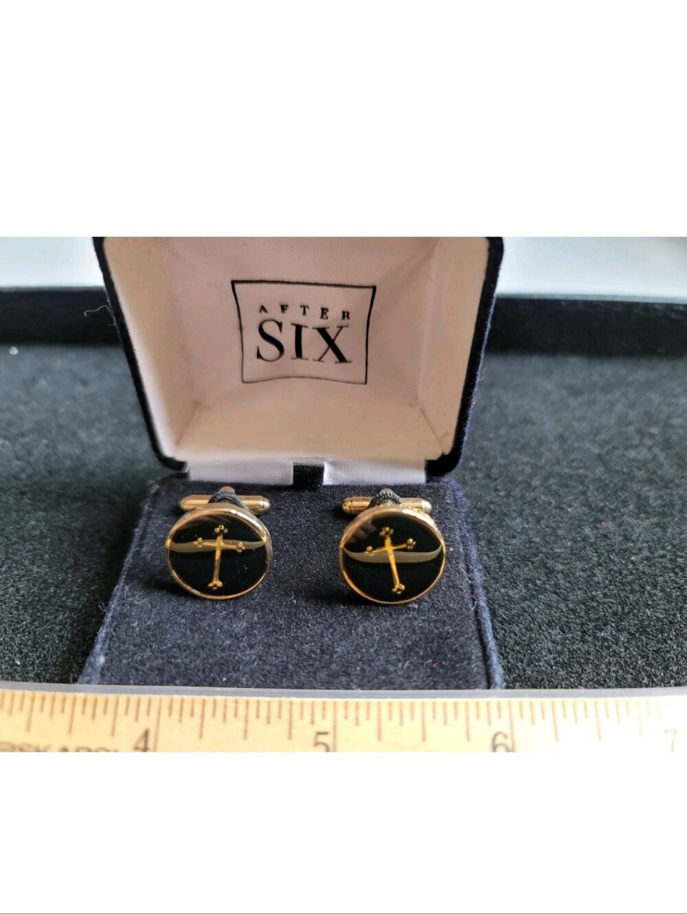 After Six Religious Gothic Style Cross Cufflinks New In Box Never Worn